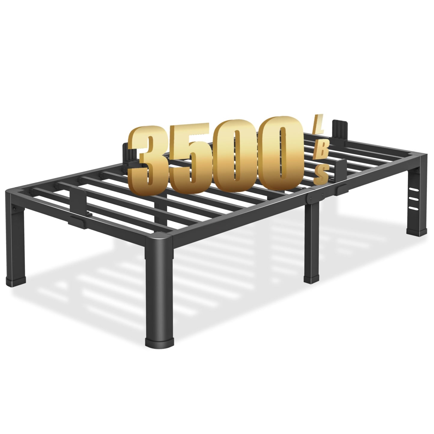 Yitong Angel 14 inch Twin Bed Frame with Rounded Corner Legs and Headboard Hole Mattress Slide Stopper 3500 LBS Heavy Duty Support Metal Platform,No Box Spring Needed, Noise Free, Easy Assembly
