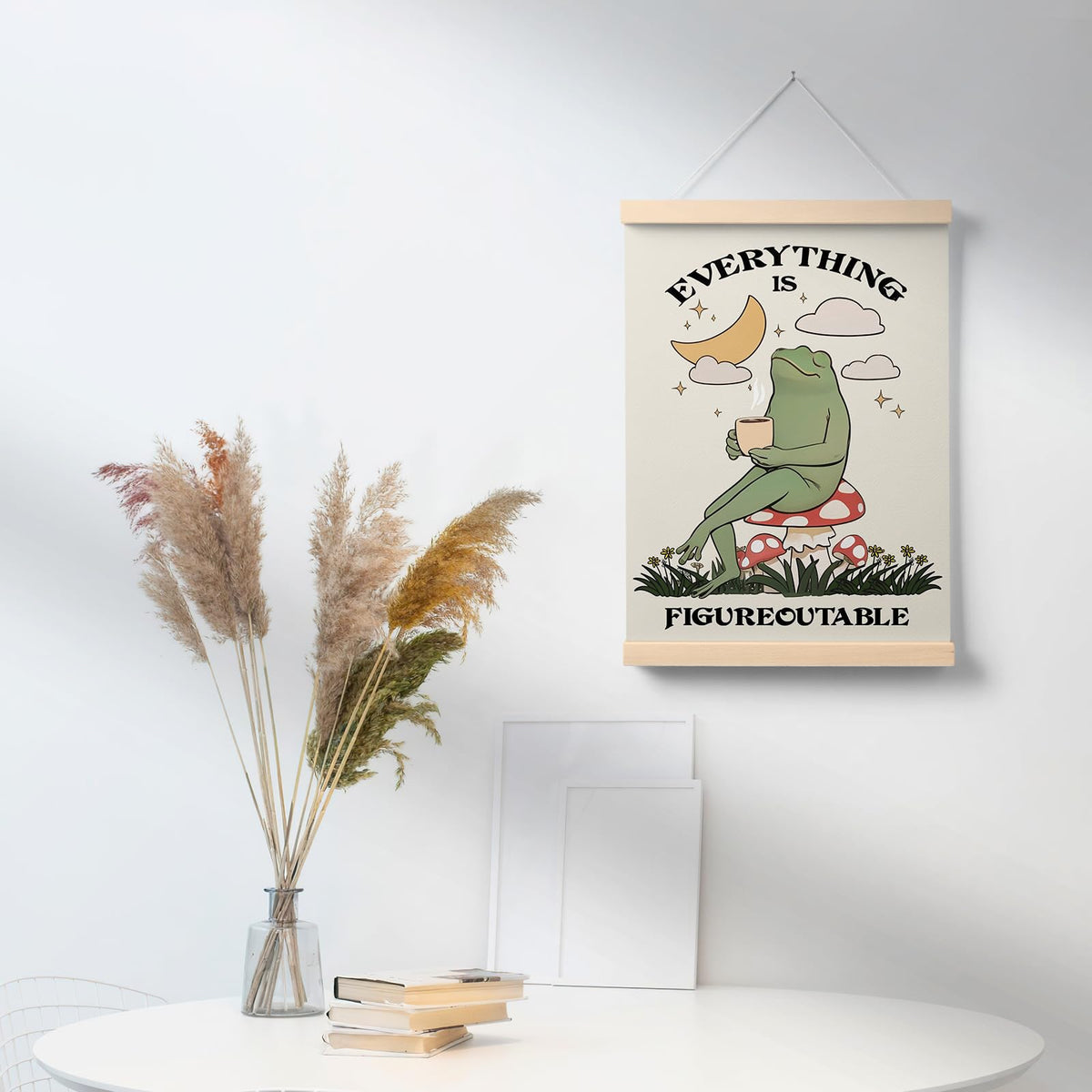 PaJiaNi Everything is Figureoutable Office Decor,Mental Health Inspirational Wall Art,Frog Motivational Wall Decor,Positive Affirmations Poster For Classroom Bedroom Dorm,12x16Inch