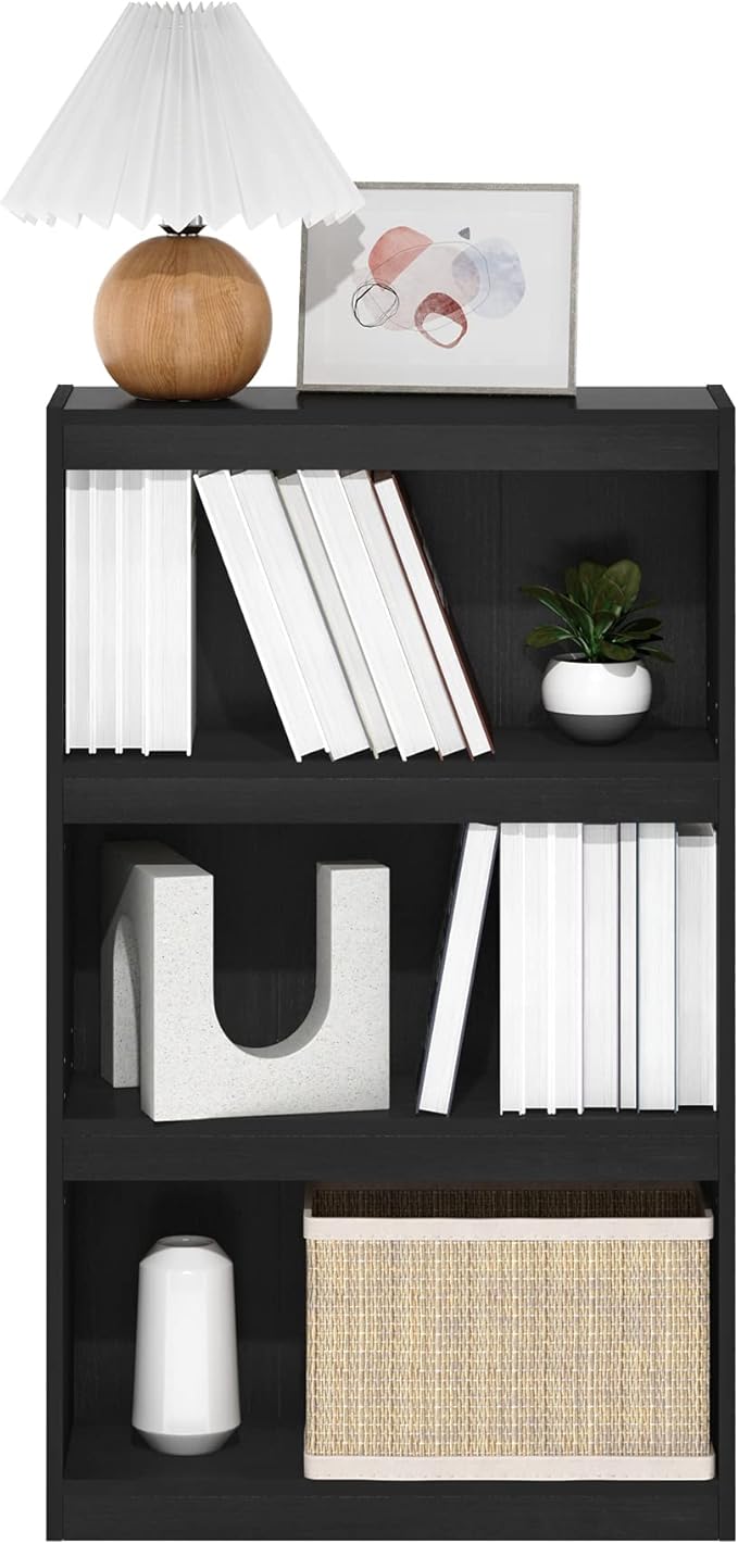 Furinno Jaya Enhanced Home Bookcase 3-Tier Adjustable Bookshelf