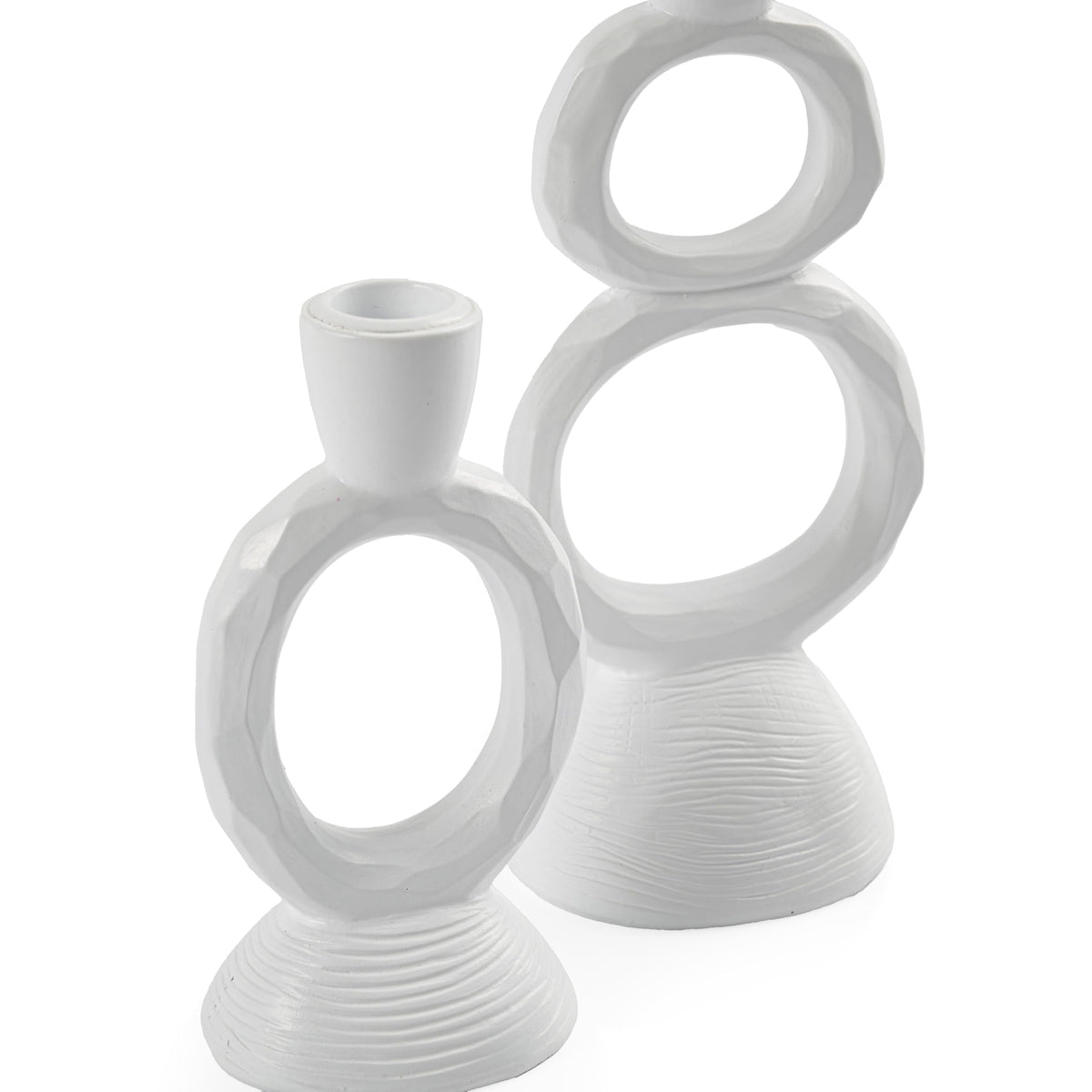 White Taper Candle Holders for Candlesticks, Unique Decorative Candlesticks Holder Home Decor Set of 2 for Fall Thanksgiving Wedding Table Centerpiece Decorations, Modern Aesthetic Room Decor（Resin）