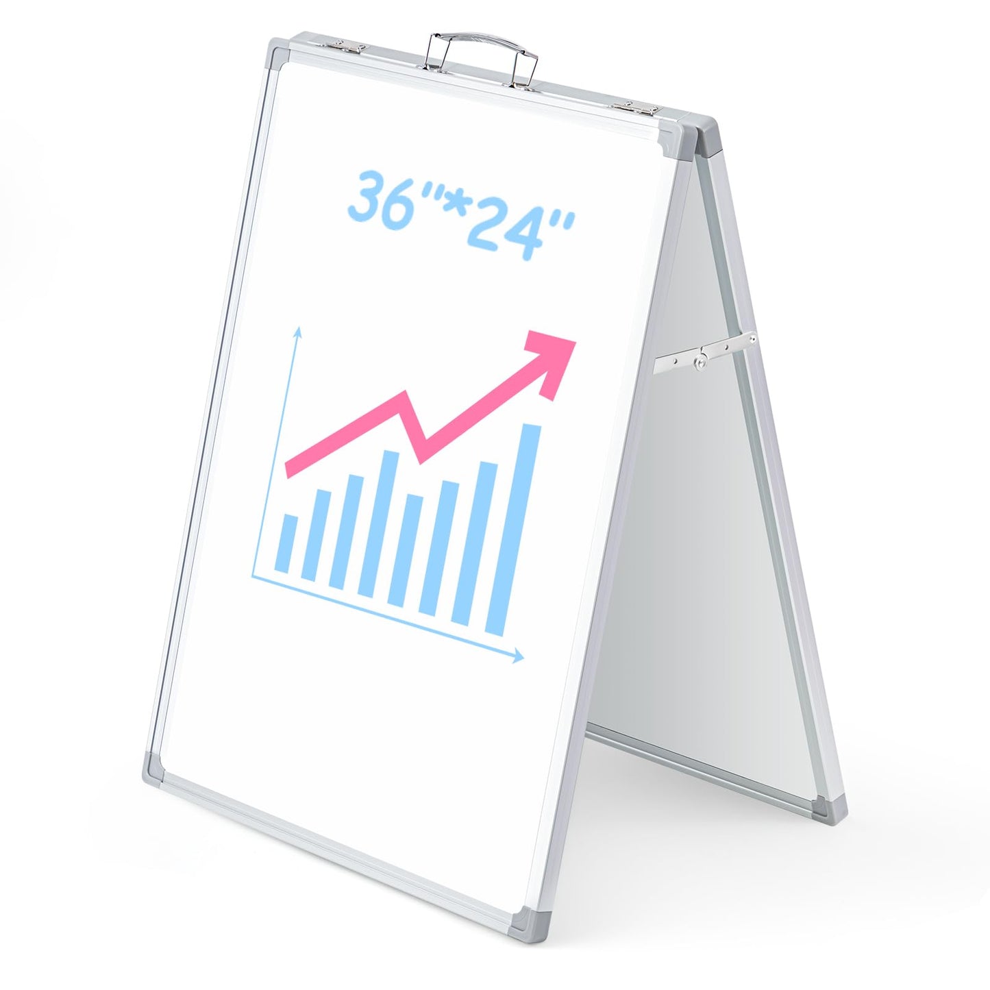 Lincia 36 x 24 Inch Portable Dry Erase Board with Stand, Foldable White Board Double Sided Whiteboard Easel, Silver Aluminum Frame with Metal Handle for Office Home School Teaching Demonstration