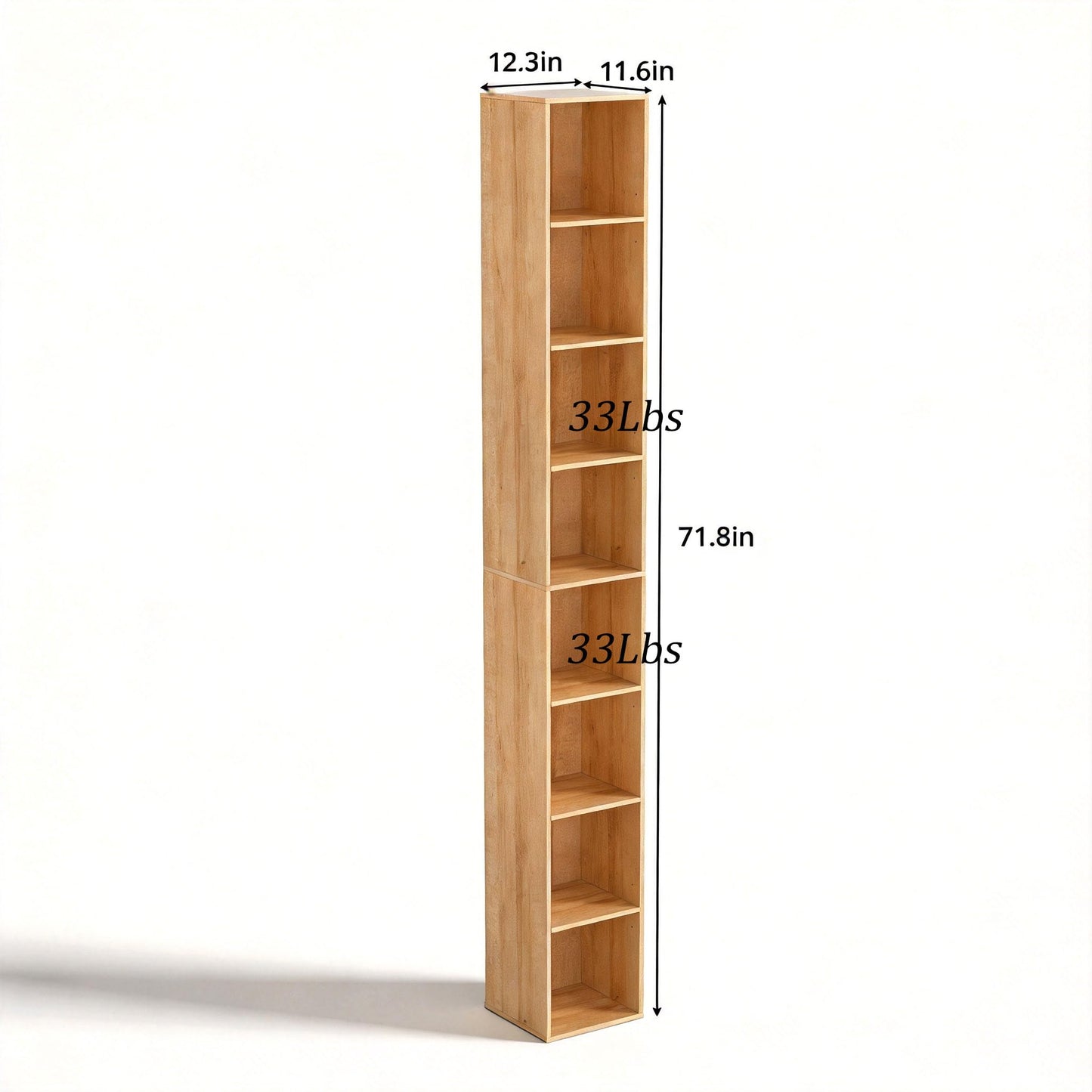 NewBeth 8-Cube Storage Organizer Bookcase, Oak Tall Narrow Bookshelf, Freestanding Open Cubby Storage Shelf, Display Cabinet for Living Room Bedroom Home Office