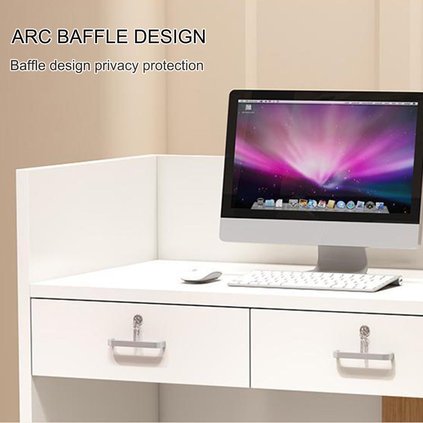 Retail Checkout Counter with LED Lights, Lockable Drawer - Modern Reception Desk for Supermarket, Convenience Store, Hotel Lobby, Office