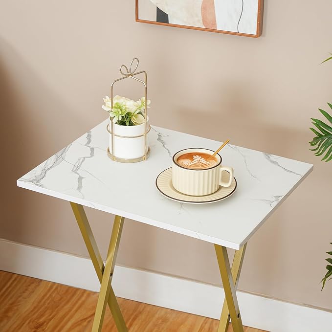 HOOBRO Folding TV Tray Tables, Industrial Snack Tables