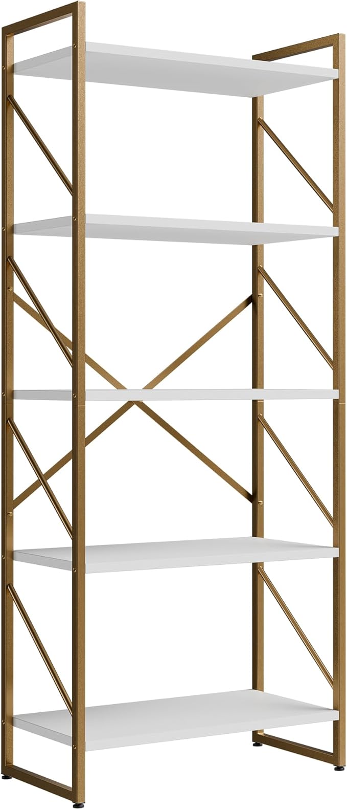 Shintenchi 5 Tiers Bookshelf, Classically Tall Bookcase Shelf, Industrial Book