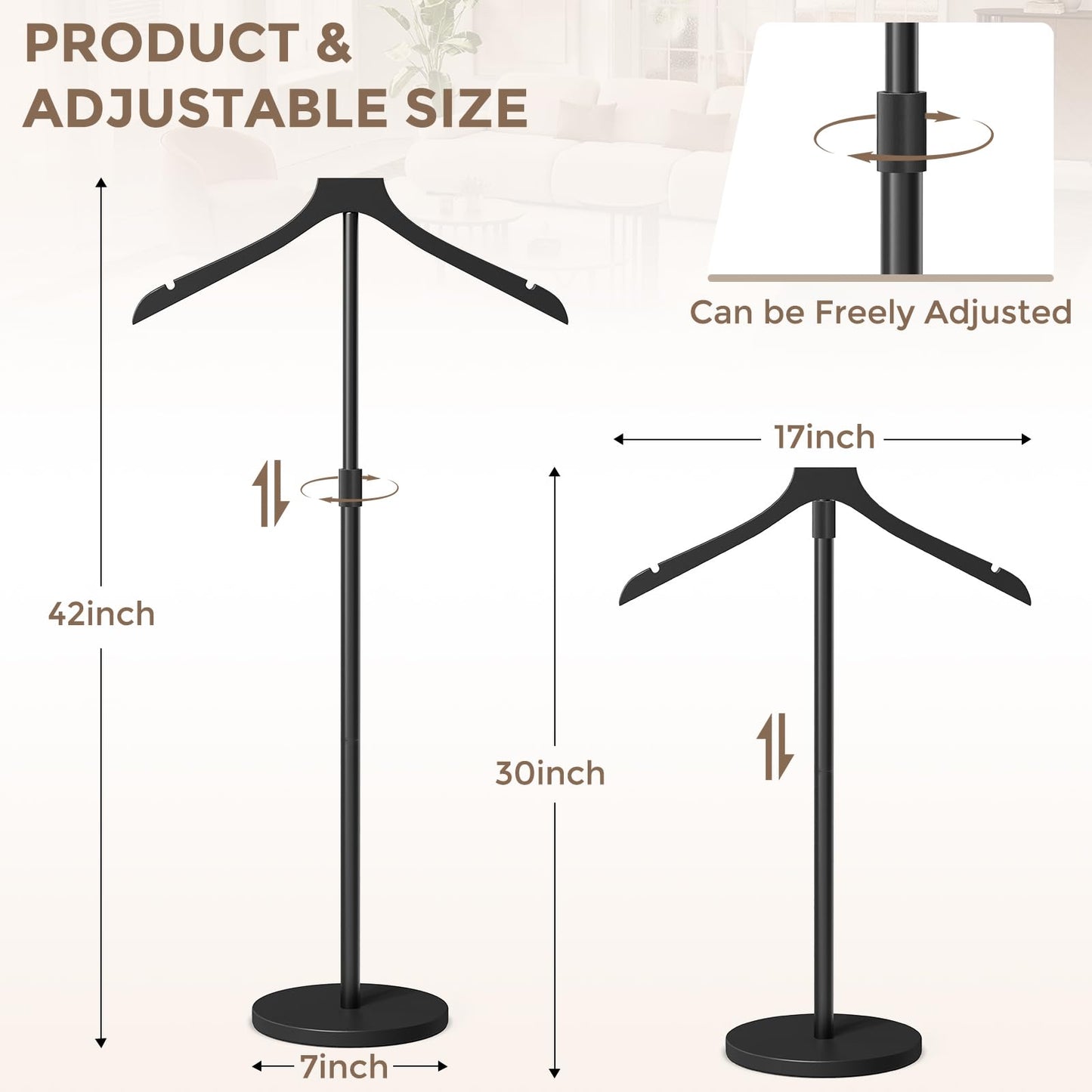 OLV Mannequin Torso, Adjustable Shirt Display Stand 30 to 41 Inches Height, Stable Dress Form Clothing Display Stand for Vendor, Portable Garment Rack for Coat Jacket, Black