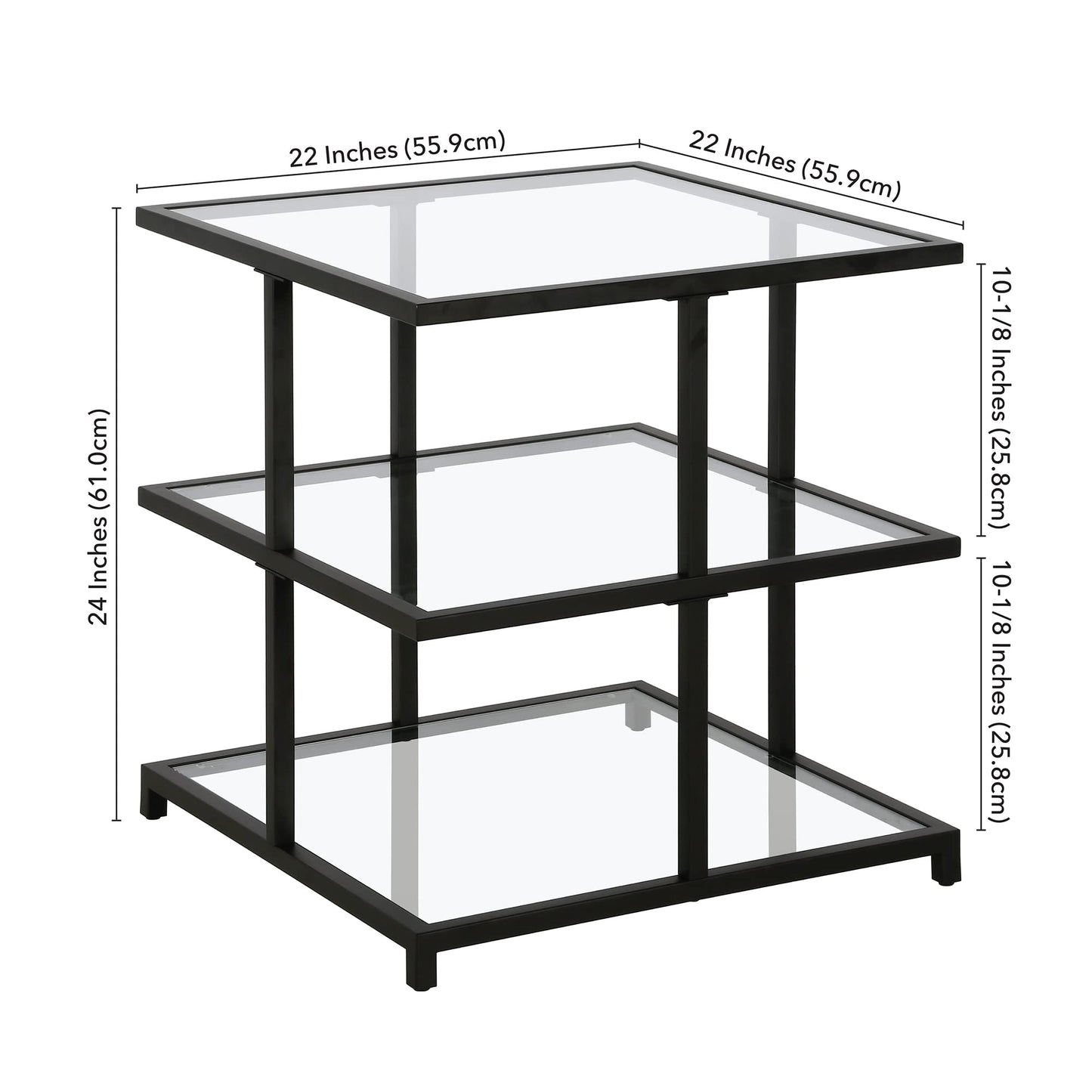 Henn&Hart 22" Wide Square Side Table in Blackened Bronze, for Home, Living Room, Bedroom, Entertainment Room, Office
