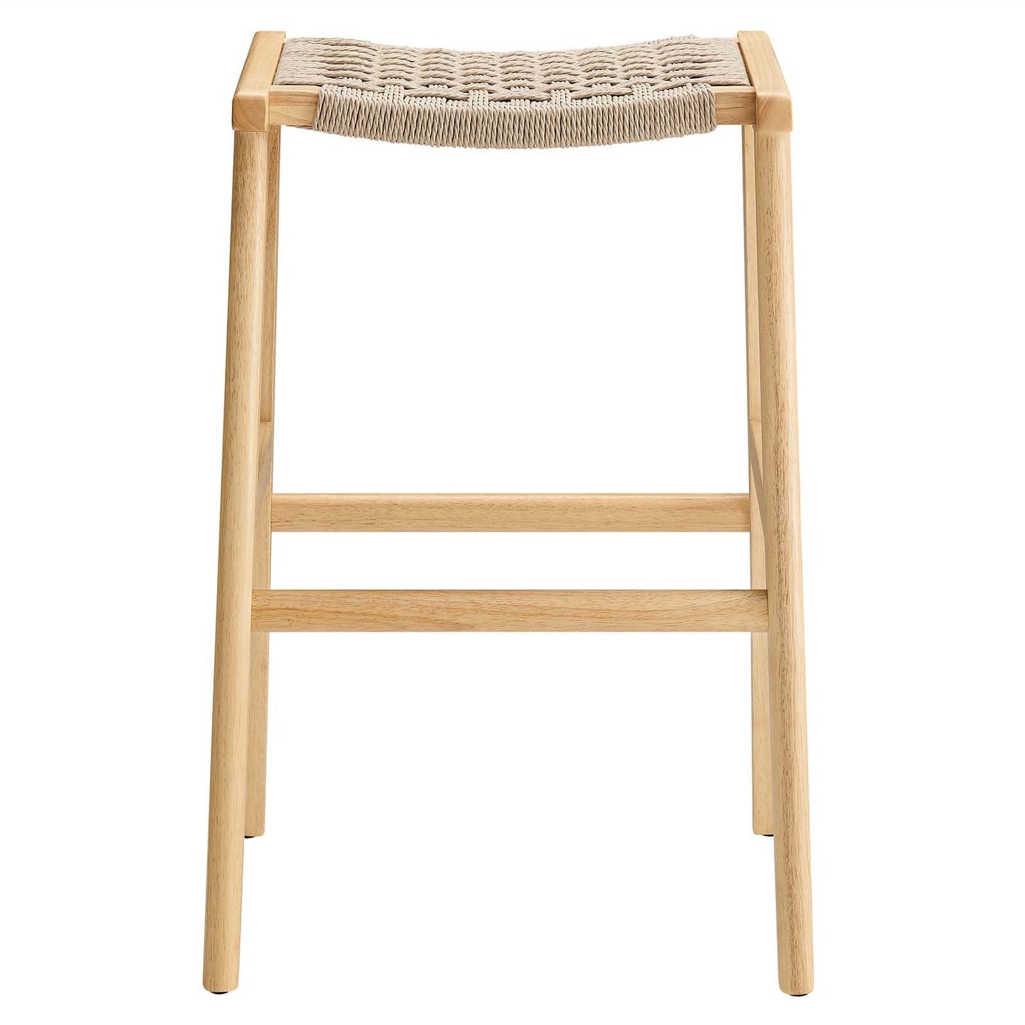 Modway Saoirse Woven Rope Wood Bar Stool - Set of 2 in Natural Natural