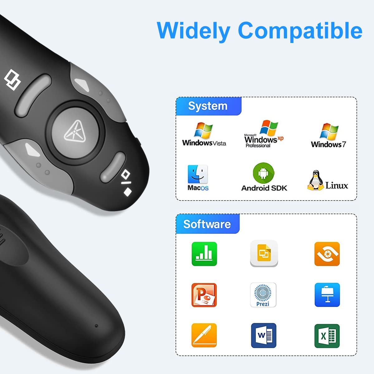 (4 Units) Wireless Presentation Clicker for PowerPoint, Wireless Presenter Remote with Laser Pointer Slide Clickers for Mac/Windows/Linux, Computer/Laptop, Google Slide/PPT/Keynote