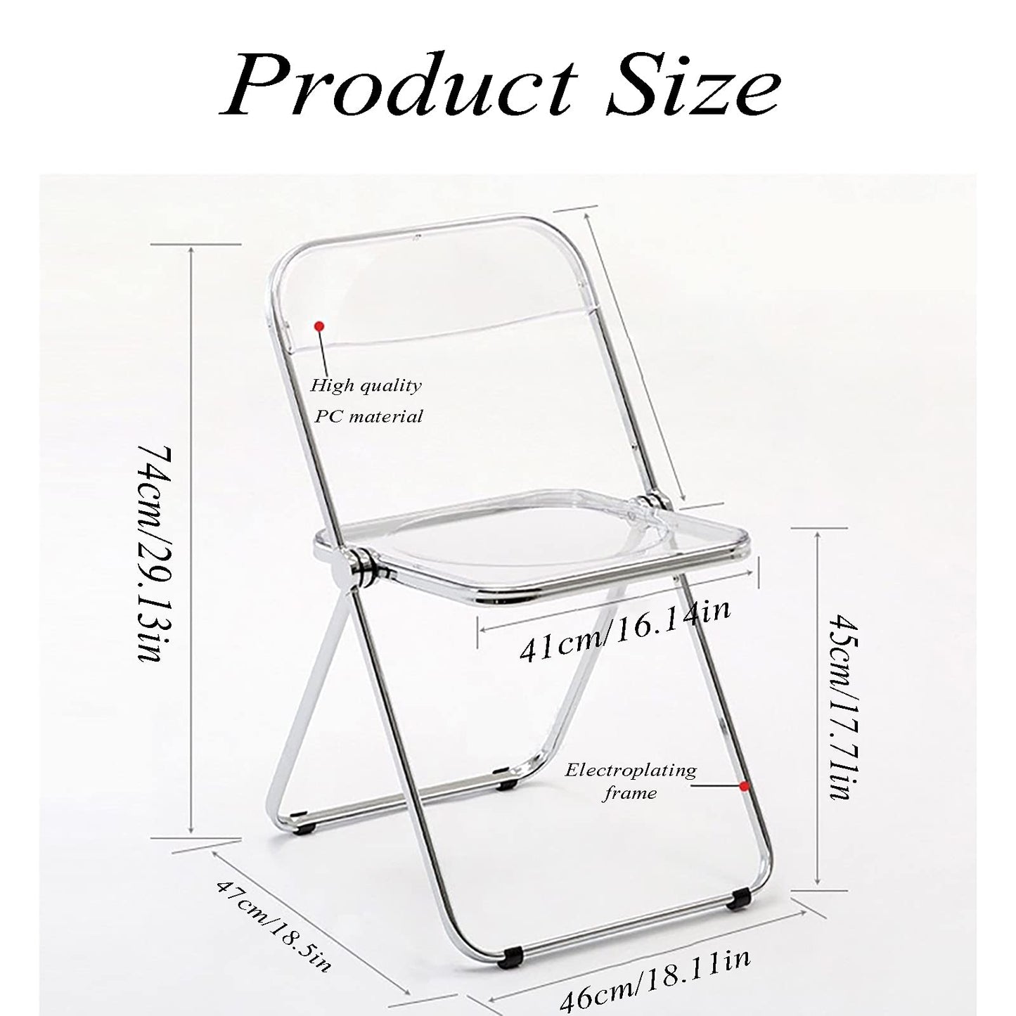 ZREVSB Metal Folding Chair,Transparent Chair,Training Chair,Visitor Chair with Electroplated Frame,Anti-Rust,Wear-Resistant,Easy to Clean, Maximum Load-Bearing 150kg,White (Red)