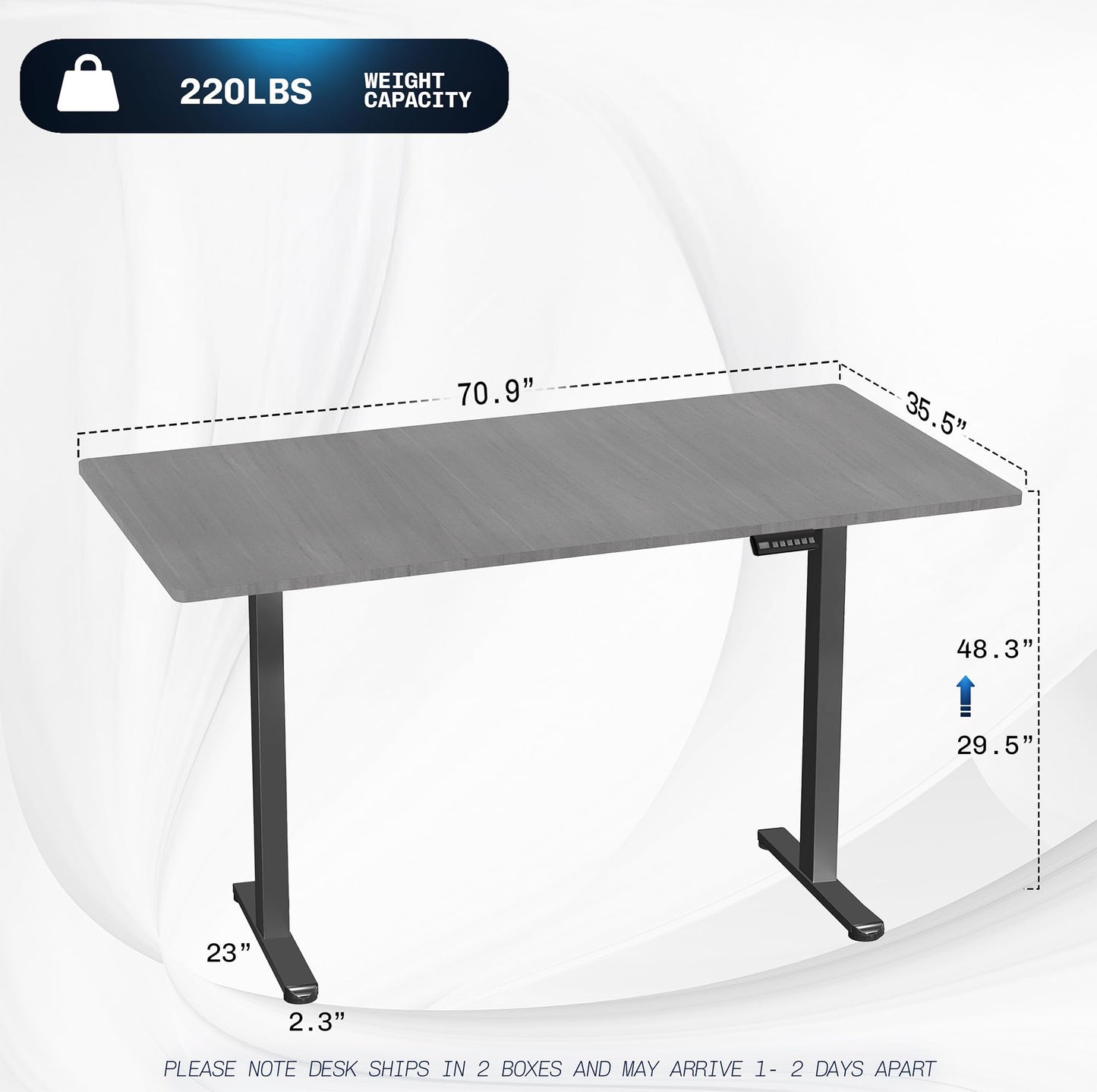 VIVO Electric 71 x 36 inch Standing Desk, Dual Motor Memory Controller Height Adjustment, E2B Series, Dark Gray Top Black Frame, DESK-KIT-E2B7G-36