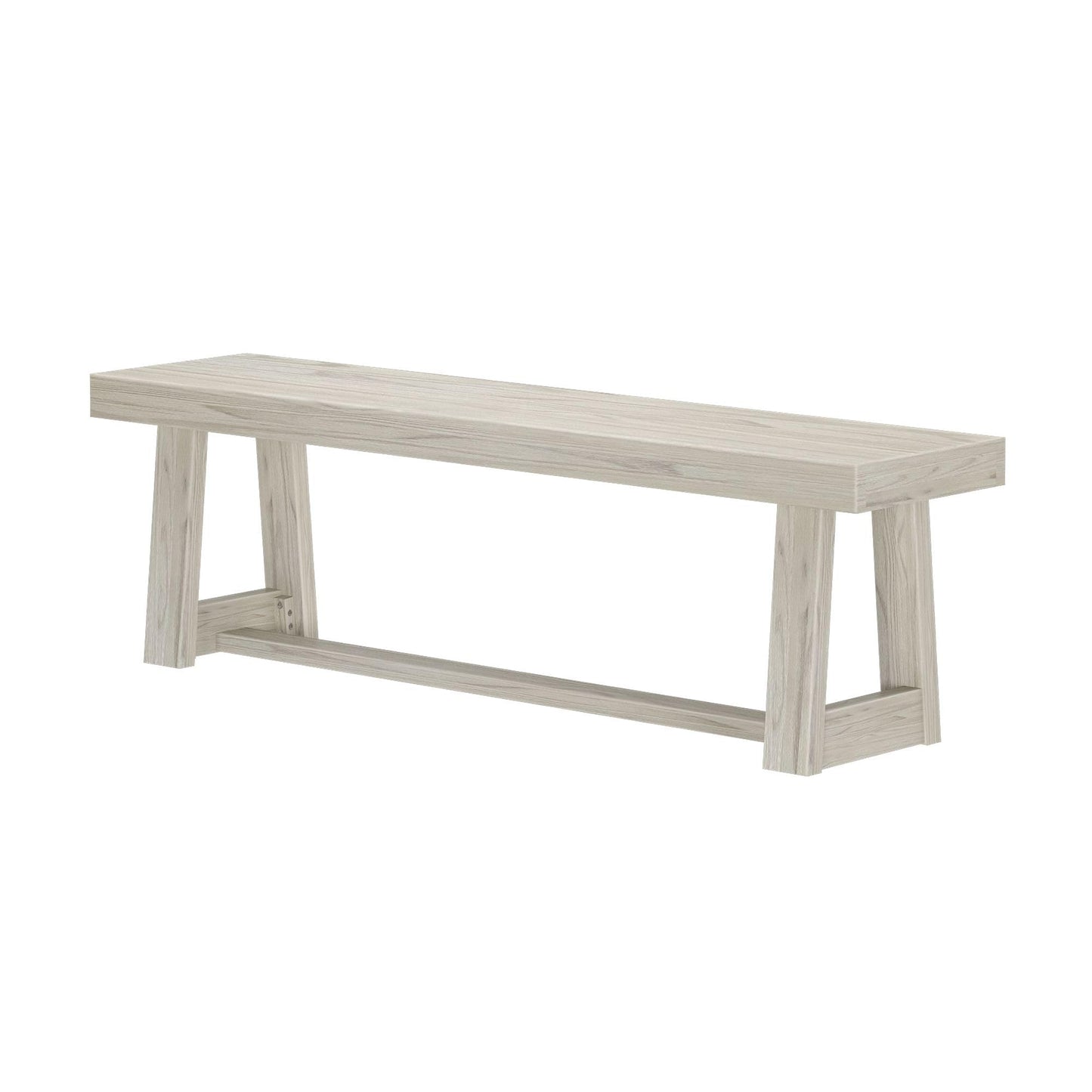 Plank+Beam 60 Inch Farmhouse Dining Bench, Solid Wood Entryway Bench, Wooden Outdoor Bench, Kitchen Dining Seat, Dining Room, Home Office, Living Room Furniture, Easy Assembly, White Sand Wirebrush