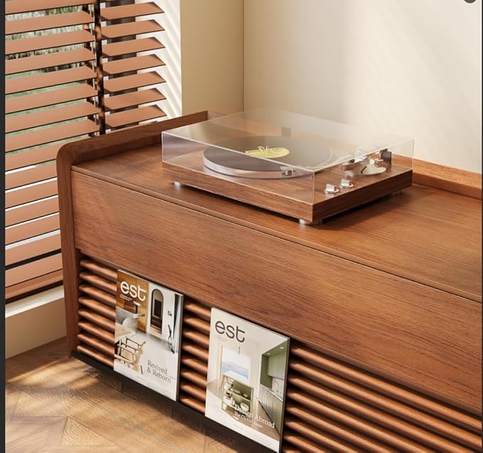 POVISON Fully-Assembled Mid Century Modern TV Stand, 94.49" Wood Media Console