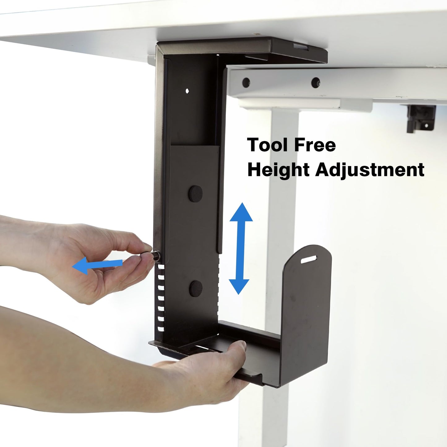Bylitco Universal Wall or Under Desk CPU Mount, Small PC/NAS Bracket – 4.5 to 9.2 inch Wide Computer Holder, Space-Saving Design with Safety Lock,Max Load 32Lbs