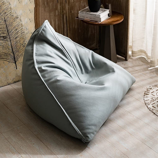 SXBCyan Big Luxury Triangle Pouf Cover Faux Leather Bean Bag Cover No Filler Floor Seat Beanbag Chair Pouf Ottoman Single Sofa Furniture (Color : Green, Size : Empty Pouf Cover)