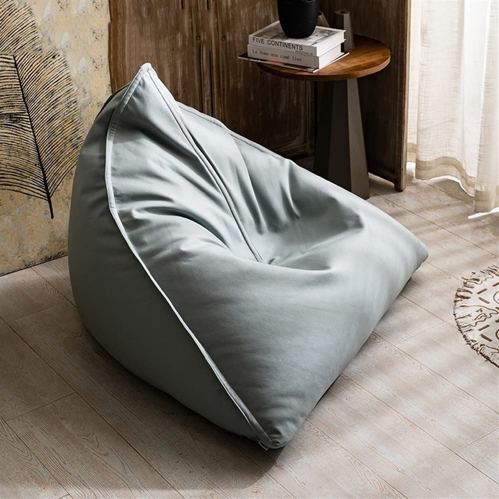 SXBCyan Big Luxury Triangle Pouf Cover Faux Leather Bean Bag Cover No Filler Floor Seat Beanbag Chair Pouf Ottoman Single Sofa Furniture (Color : Green, Size : Empty Pouf Cover)