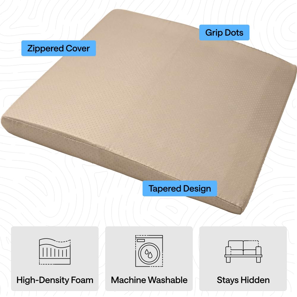 GORILLA GRIP Ergonomic High Density Couch Cushion Support Foam, Quick Rebound Sofa Lifters for Sagging Cushions, Stays in Place with Grip Dots, Replacement Stuffing, 20x19x1.75 Inches, 1 Pack, Beige