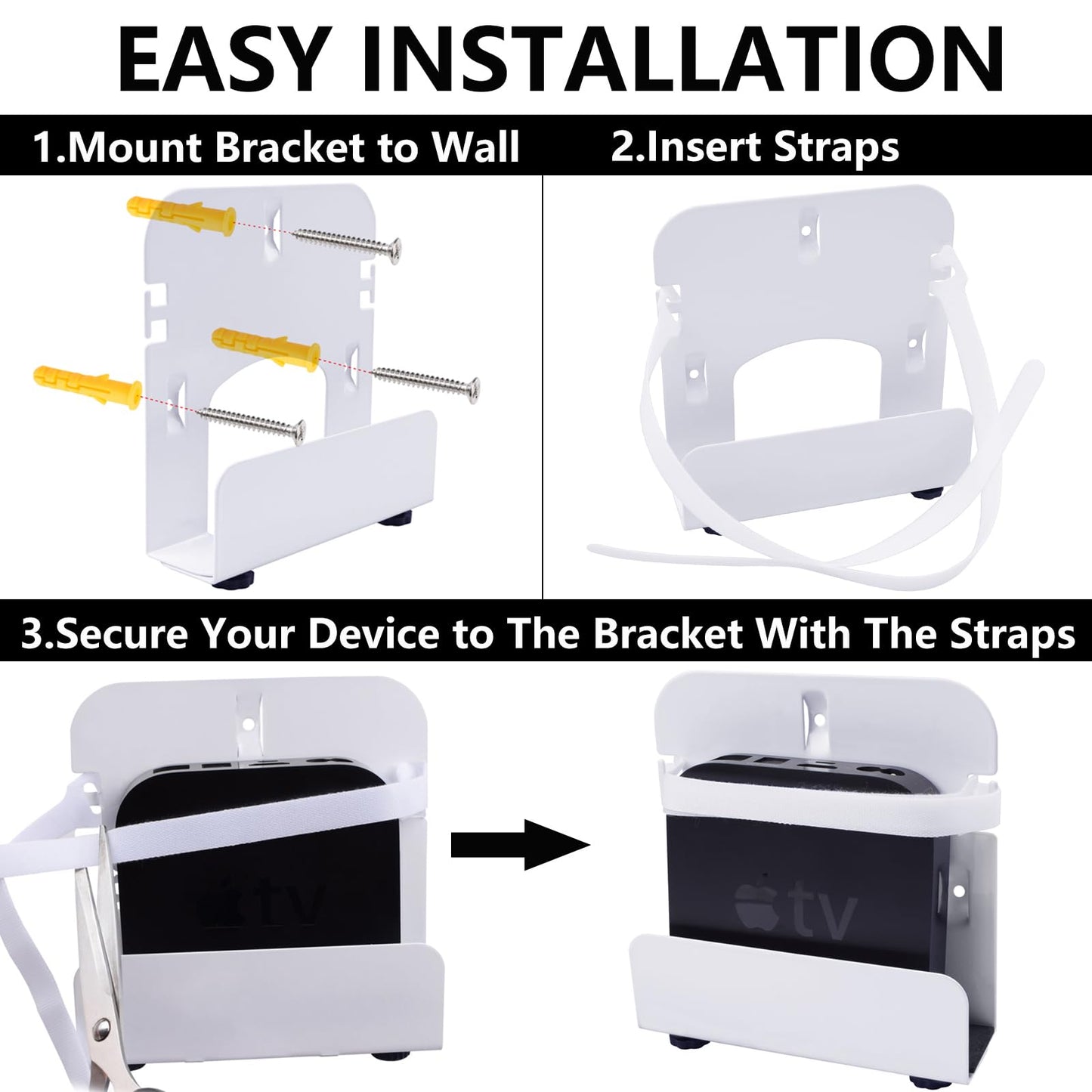 Gmailmall Cable Box Mount Modem Adjustable Wall Mount for Most Narrow Media Players Compatible with Roku, Router, Fire TV, M4 Mac mini, Beelink, Cable Box, and Other Streaming Media Players