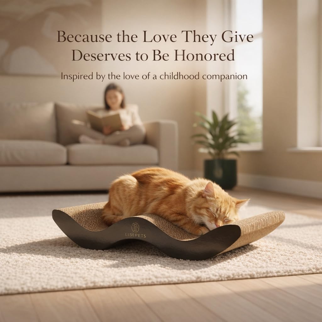 Cat Scratcher Cardboard Lounge Bed for Indoor Cats – Large Curved Cat Scratch Pad, Reversible Durable Honeycomb Design, Cat Scratching Board for Furniture Protection