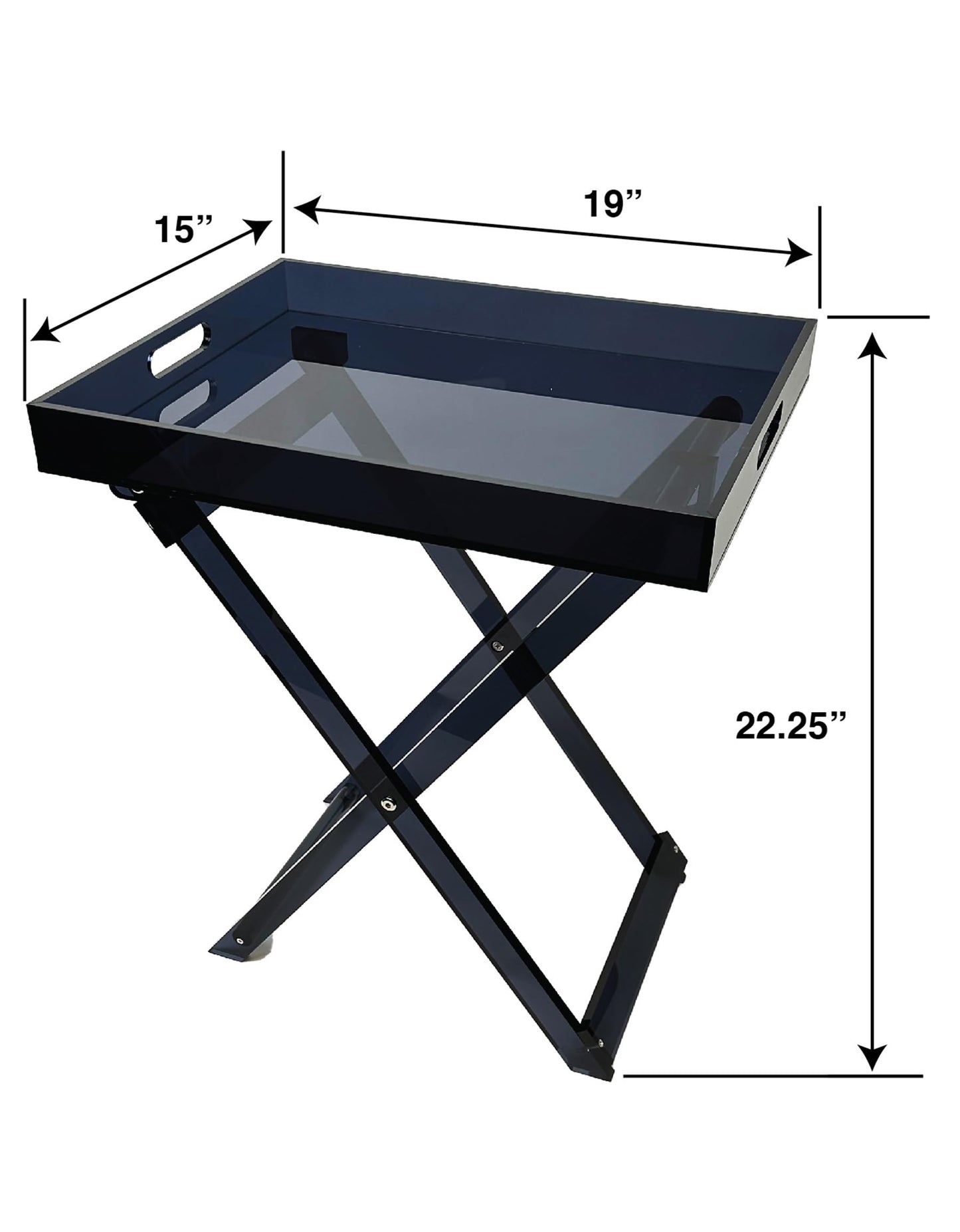 Designstyles Acrylic Folding Tray Table – Modern Chic Accent Desk - Kitchen and Bar Serving Table - Elegant Clear Design (Smoked)