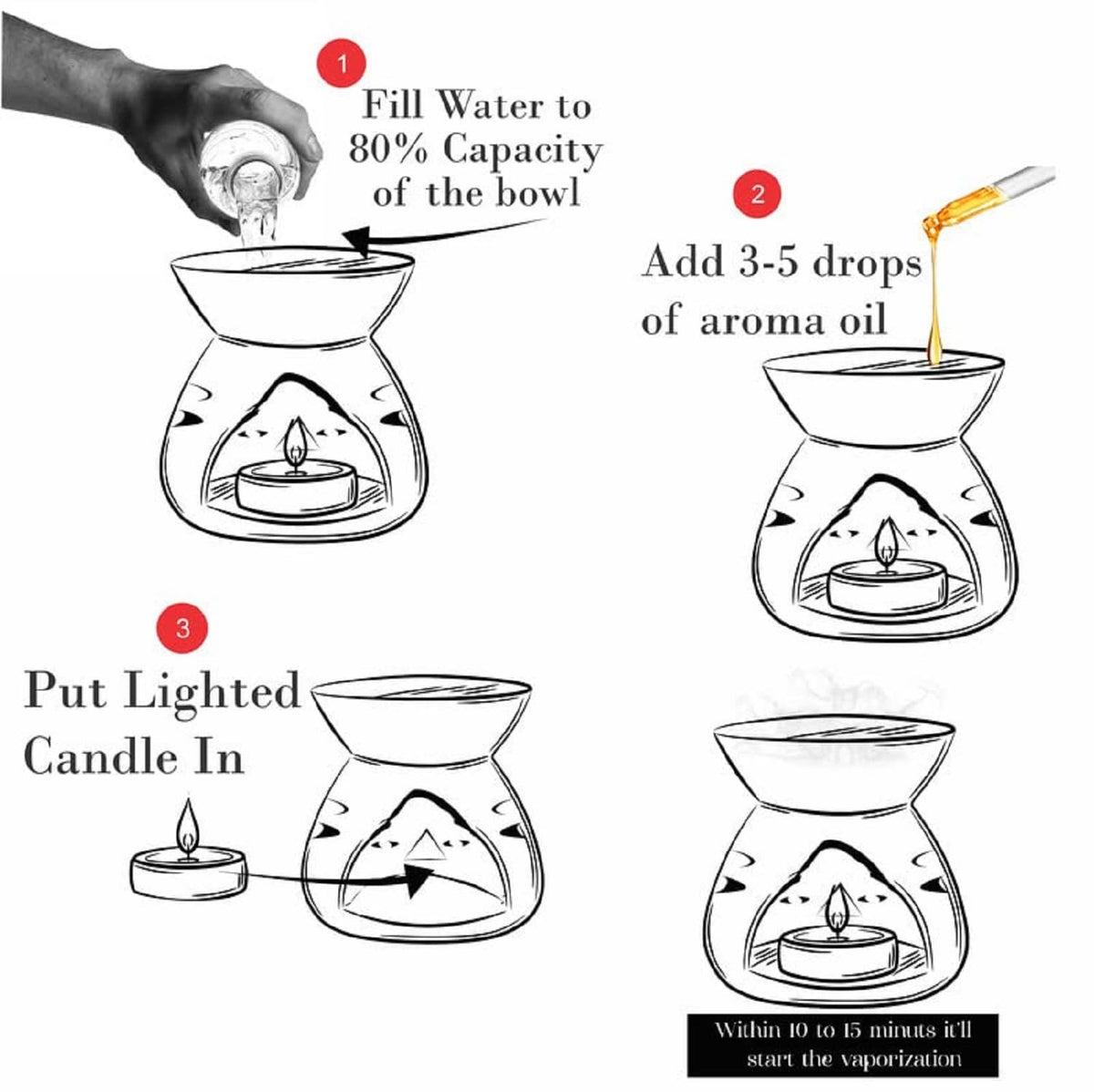 Pure Source India Ceramic Essential Oil Burner Wax Melt Burners |Aromatherapy| Ceramic Oil Diffuser| Candle Tealight Holder (Set of 1) Home Bedroom Decor Christmas Housewarming Gift, Orange