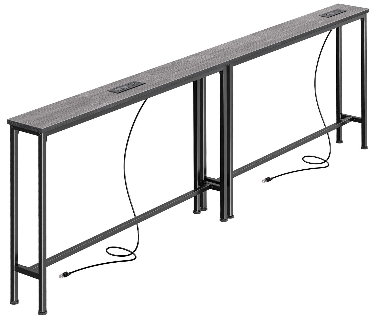 SUPERJARE 78.8 Inch Narrow Console Table with Outlet, Sofa Tables, Behind Couch Table, Long Entryway Tables with Charging Station, for Living Room, Charcoal Gray