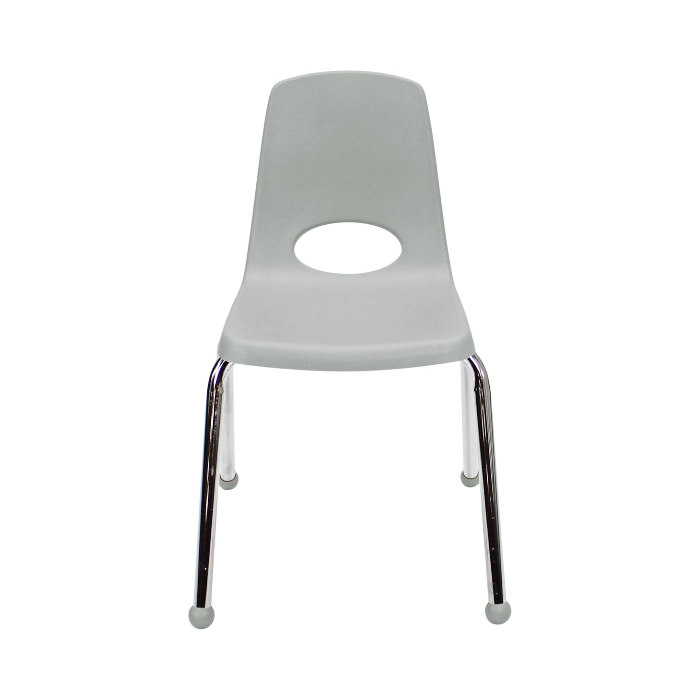 FDP 16" School Stack Chair, Stacking Student Seat with Chromed Steel Legs and Ball Glides For In-Home Learning or Classroom - Light Gray (4-Pack), 10382-LG