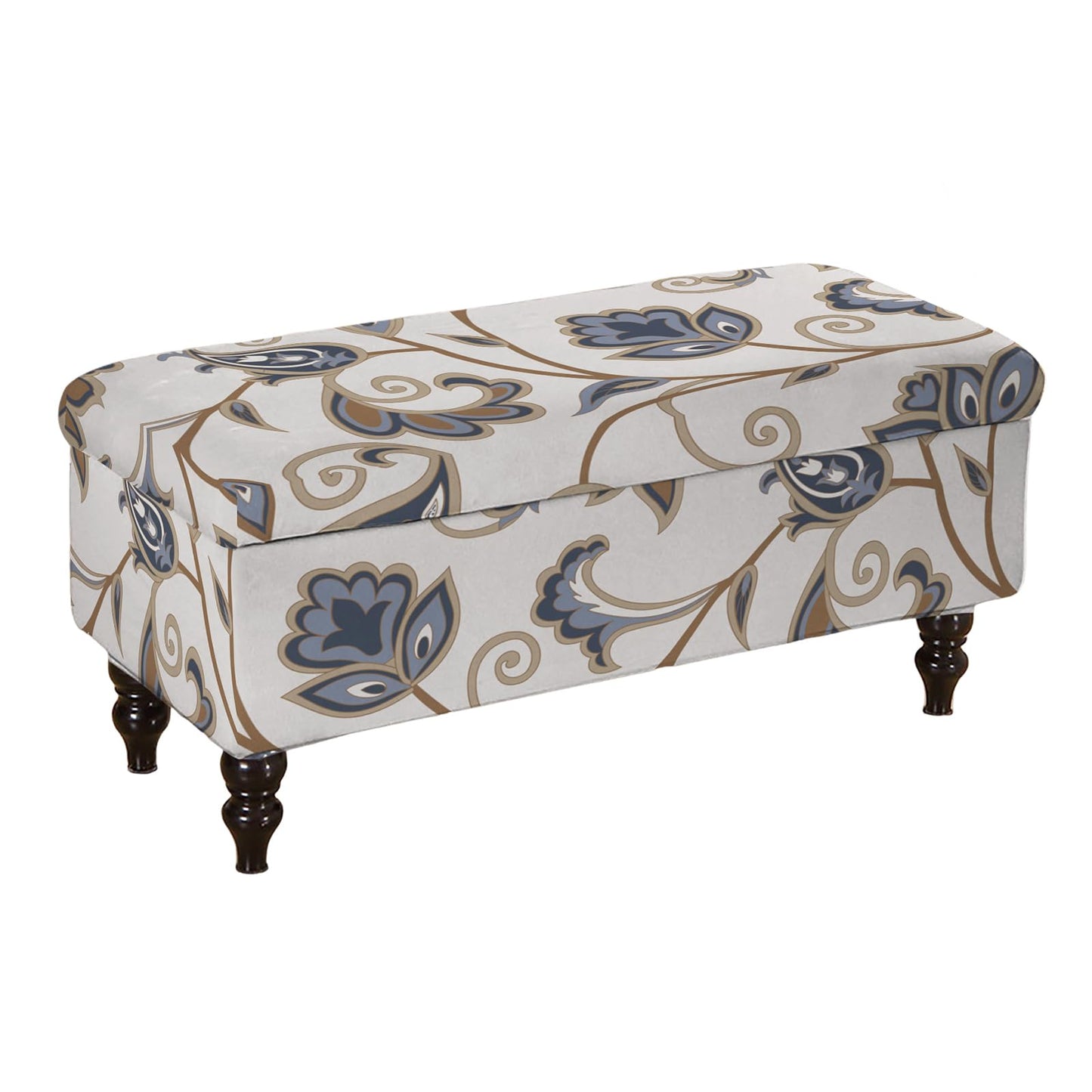 KRFOONN Rectangle Ottoman Covers Stretch Folding Storage Ottoman Bench Cover Printed Storage Footstool Covers Footrest Stool Slipcover Furniture Protector for Living Room Bedroom Bench (Small, 08)