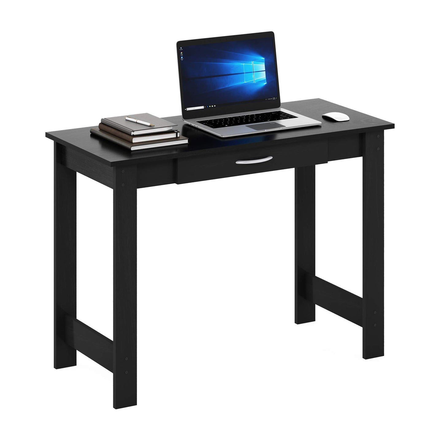 FURINNO Jaya Writing Desk For Residential Use With DrawerBlack, Blackwood, Large