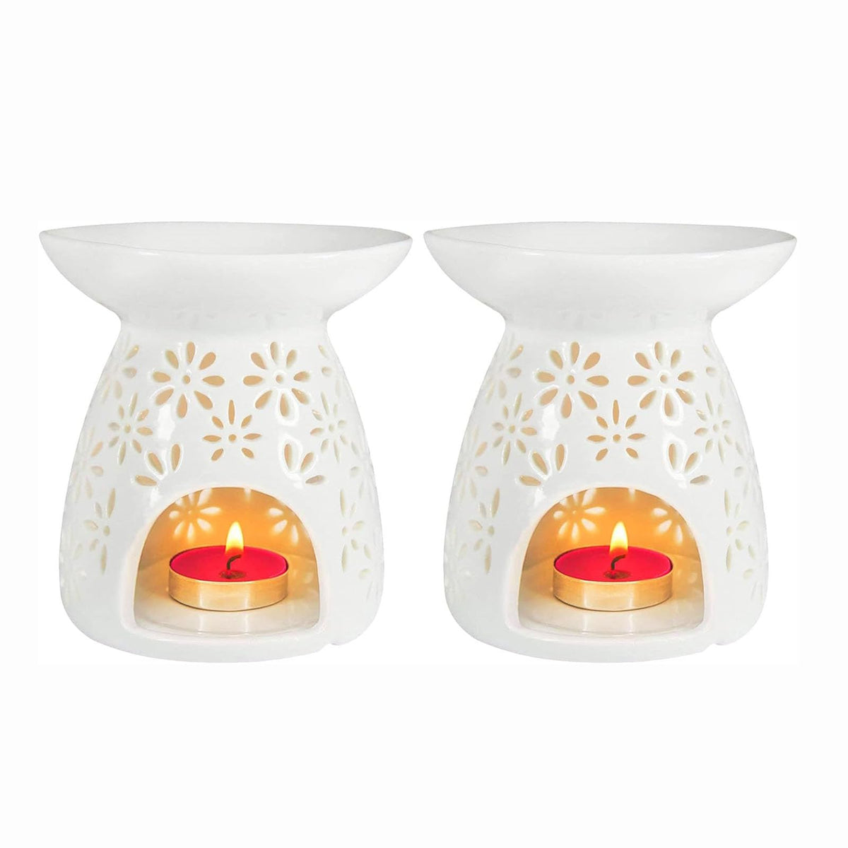GENTI 2PCS Ceramic Tea Light Holder, Aromatherapy Oil Burner, Wax Warmer, Tealight Holder for Home Decor