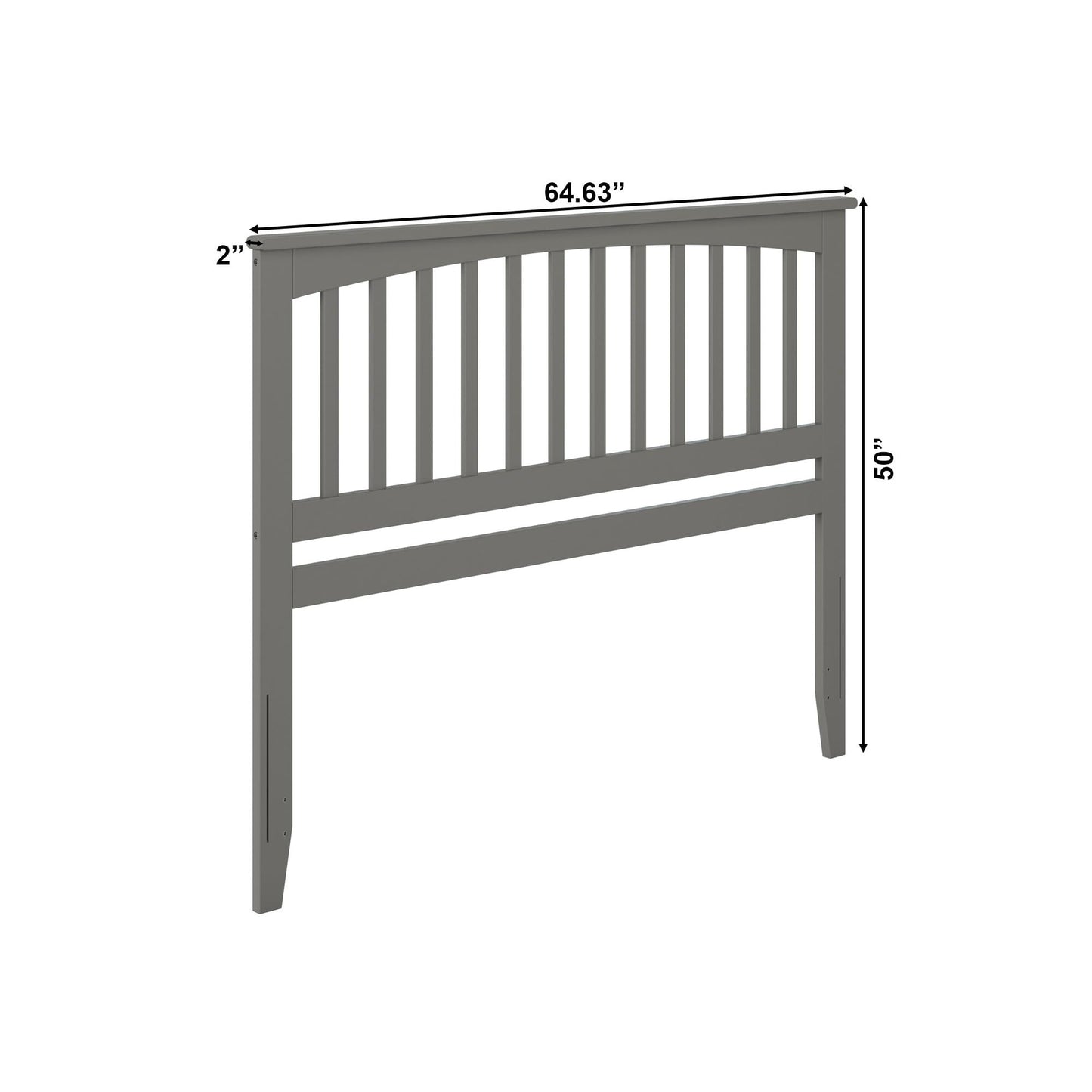 AFI, Mission Queen Solid Wood Headboard, Grey