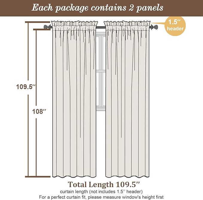 Chyhomenyc Extra Long Charcoal Grey Semi Sheer Curtains 108 Inches Long 2
