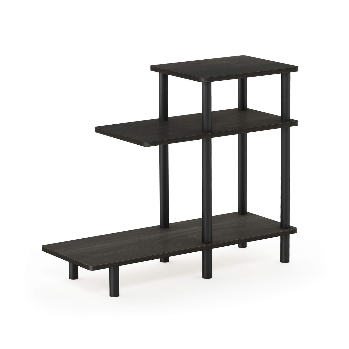 Furinno Turn-N-Tube 3-Tier Sofa Side Table, Espresso/Black, 31.5 in x 11.61 in x 25.63 in