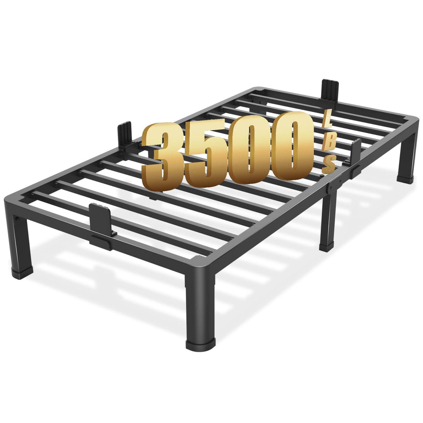 Yitong Angel 10 inch Twin Bed Frame with Round Corner Legs Mattress Slide Stopper,Low Profile Heavy Duty Metal Platform,No Box Spring Needed,Steel Slat Support,Easy Assembly,Noise Free