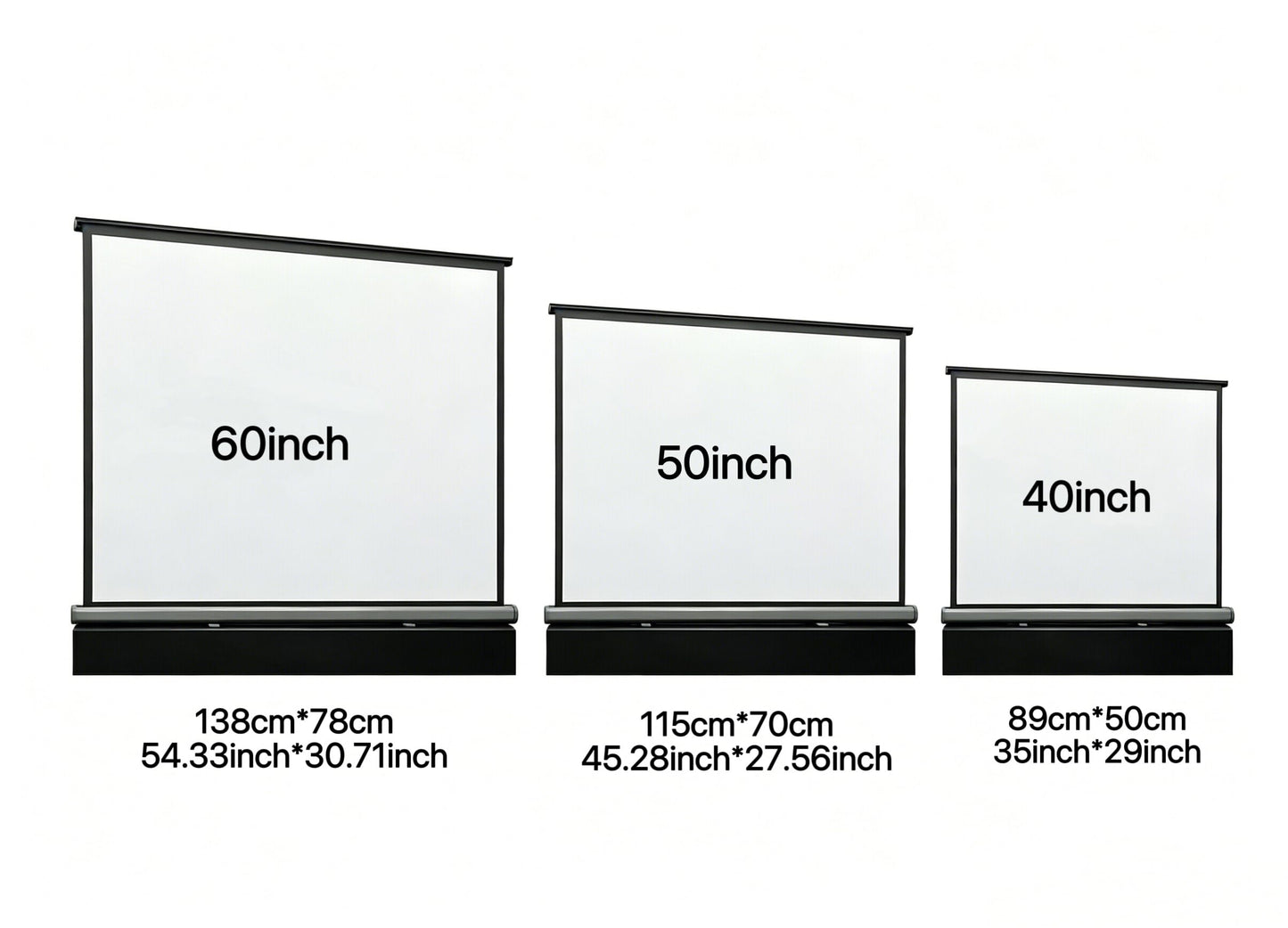New Portable Mobile 50 Inch Projector Screen Pull Down, 16:9 Projector Screen Retractable Tabletop Screen Tripod Stand for Home Theater Meeting Room, School Indoor Outdoor Ceiling Wall Mount Upgrade
