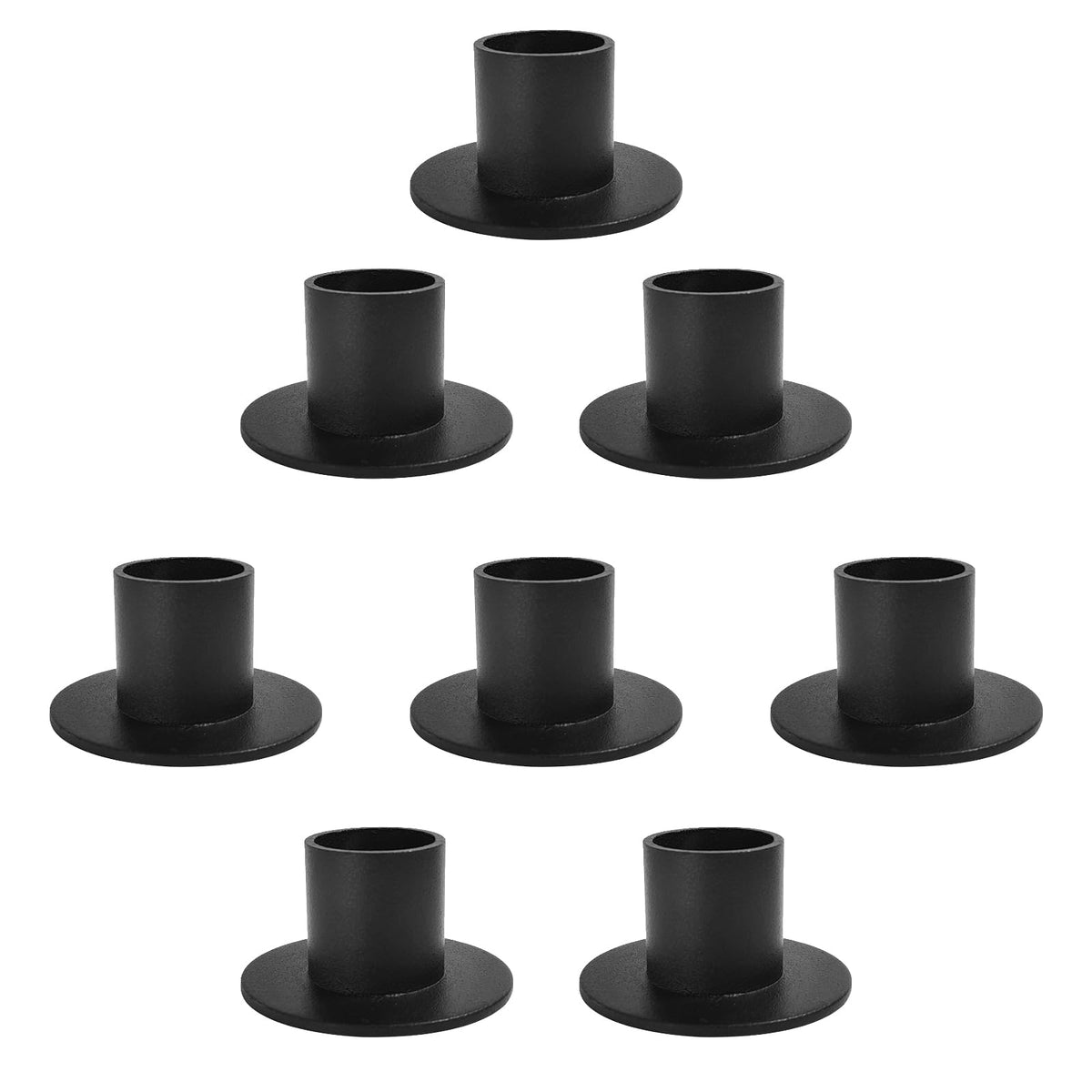 Gute Taper Candle Holder, Candle Holders for Pillar Candles, Matte Black Candlestick Holder Centerpieces for Home Decoration, Wedding Anniversary, Party, Housewarming Gifts,Set of 8,Round