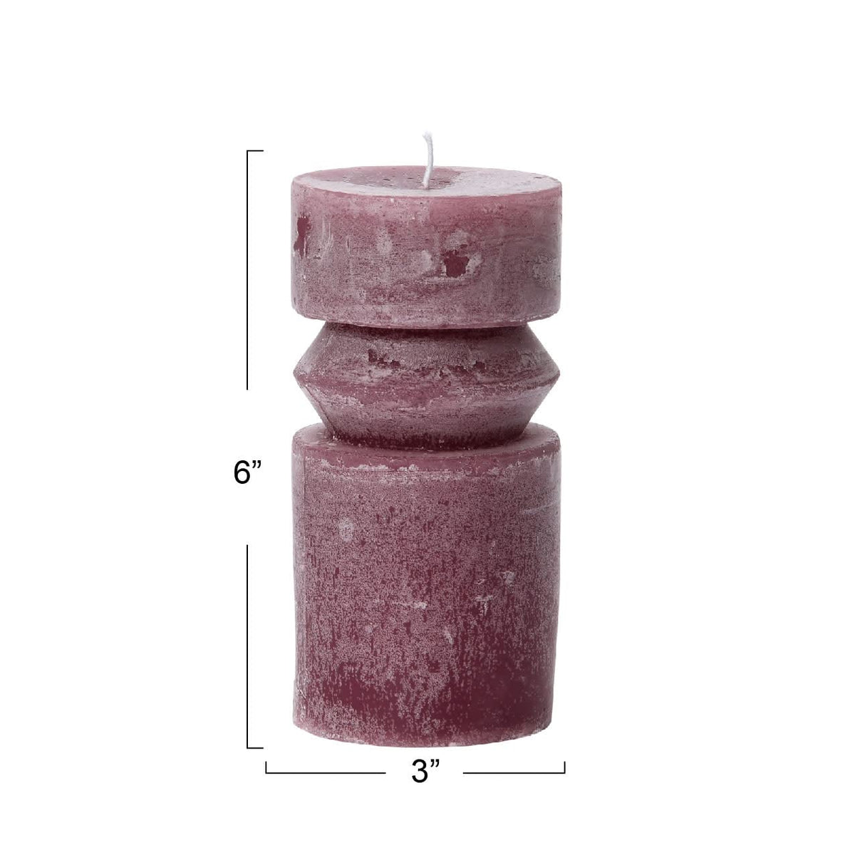 Creative Co-Op Unscented Totem Pillar, Pinot Candles, 3" L x 3" W x 6" H, Purple