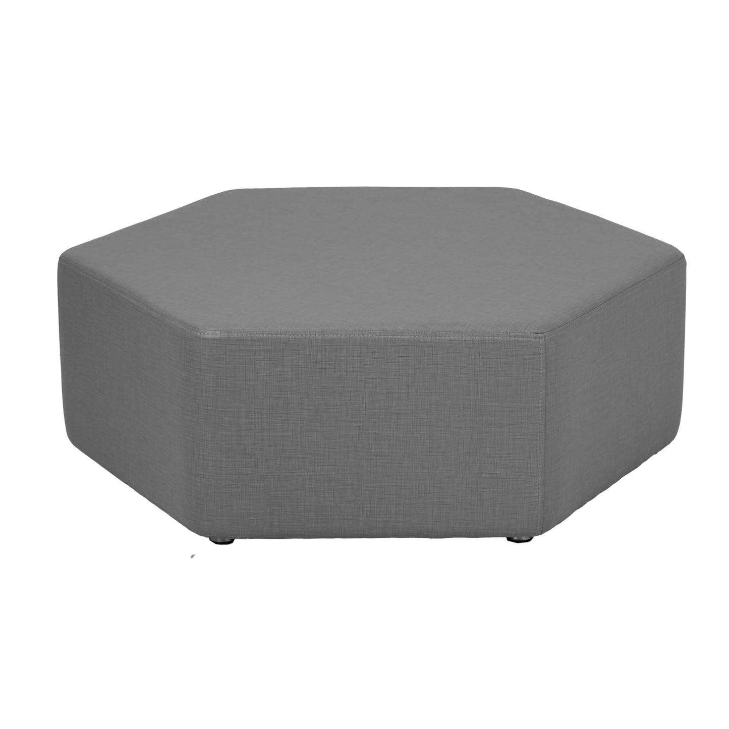 FDP Pro Series Hexagon Accent Ottoman (12" Height) Hand Upholstered Commercial Furniture for Hotel Lobby, Office, Restaurant, Home Collaborative and Configurable Seating - Slate Gray Crosshatch