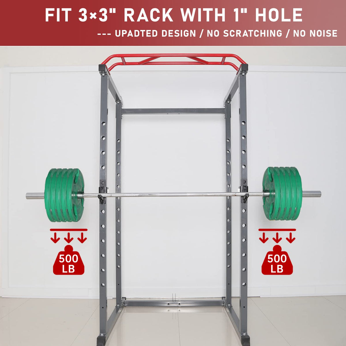 SYL Fitness J-Hooks for 3x3" Power Rack with 1" Hole, Barbell Holder/Squat Rack Accessories J Cups