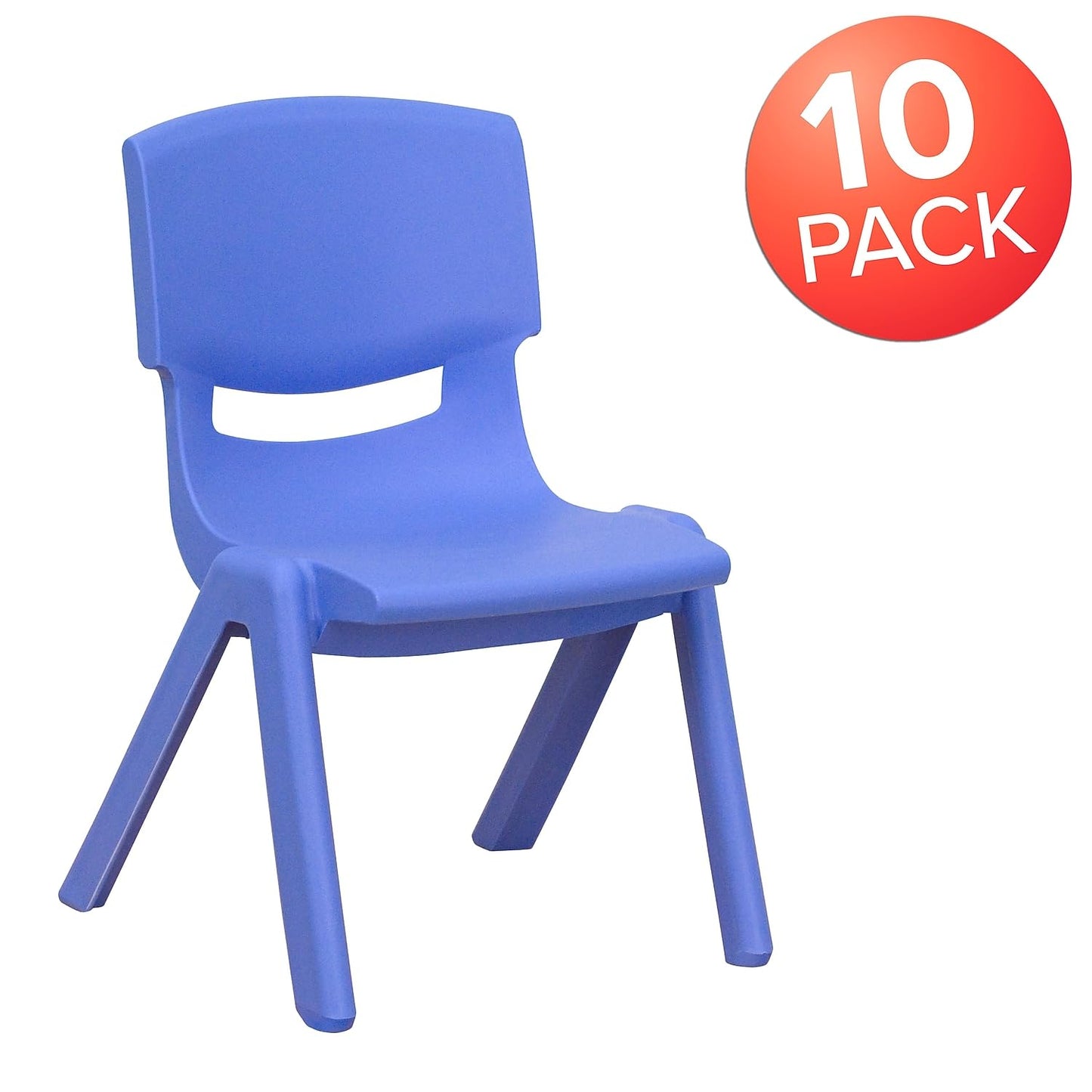 Flash Furniture Whitney 10 Pack Blue Plastic Stackable School Chair with 10.5'' Seat Height