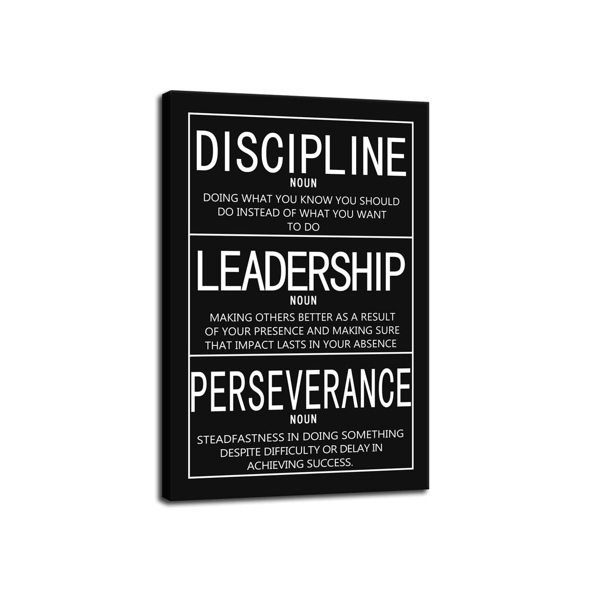 Inspirational Office Canvas Wall Art - Positive Entrepreneur Quotes, Discipline, Leadership, Perseverance Artwork - Home Wall Decor Framed Ready to Hang [12''W X 18''H]