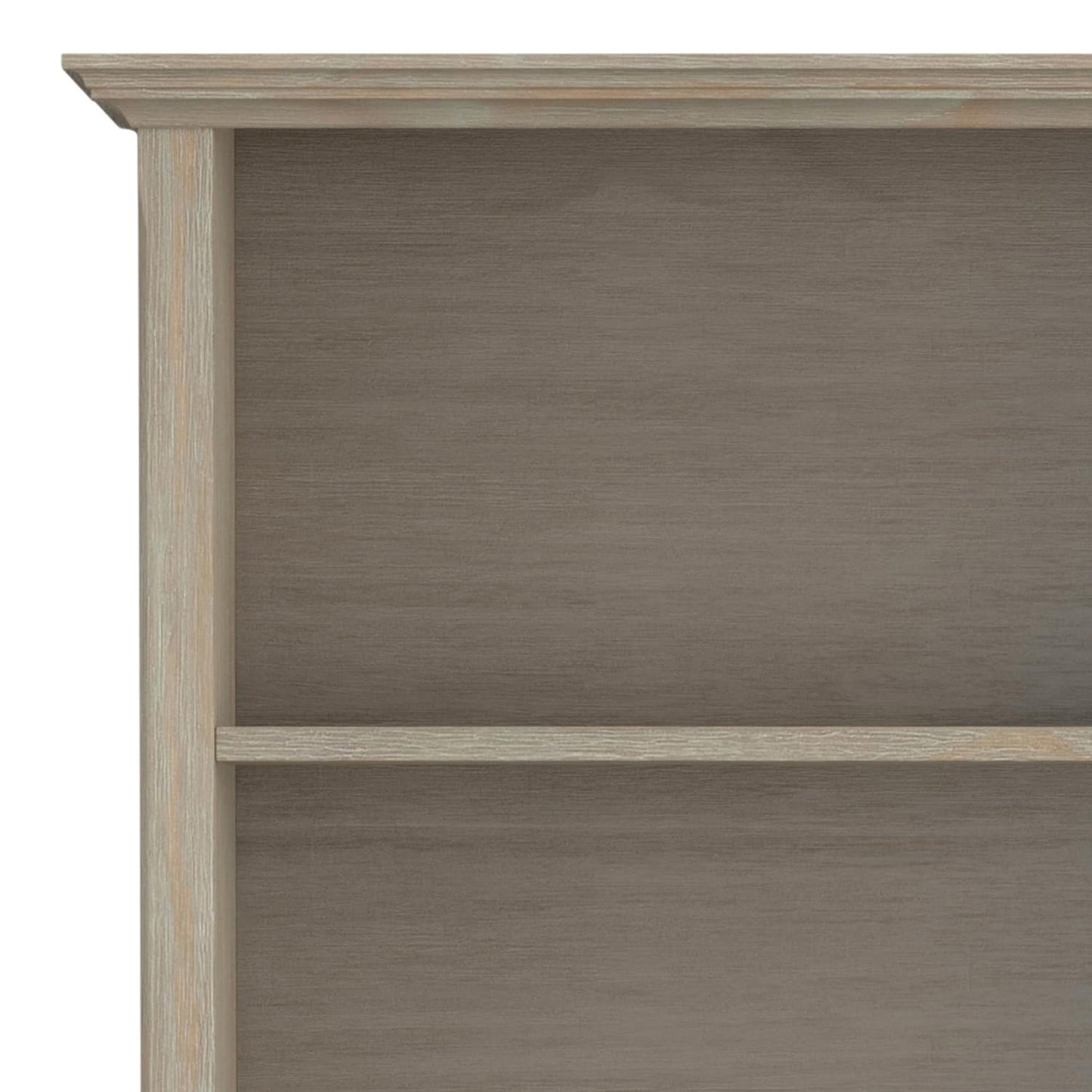 SIMPLIHOME Amherst Bookcase - 70 inch Tall 5-Shelf Solid Wood Bookshelf in Distressed Grey, Transitional Storage for Living Room, Study Room or Office with Adjustable Shelves and Tapered Legs