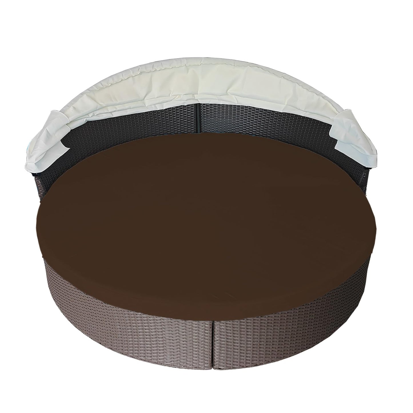 WQZWDFC No Splicing Outdoor Daybed Cushion Cover 66" Patio Round Sunbed Cushion Covers Circle Daybed Couch Cushion Mattress Replacement Slipcover (Brown)