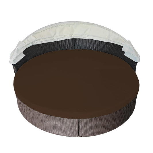 WQZWDFC No Splicing Outdoor Daybed Cushion Cover 66" Patio Round Sunbed Cushion Covers Circle Daybed Couch Cushion Mattress Replacement Slipcover (Brown)