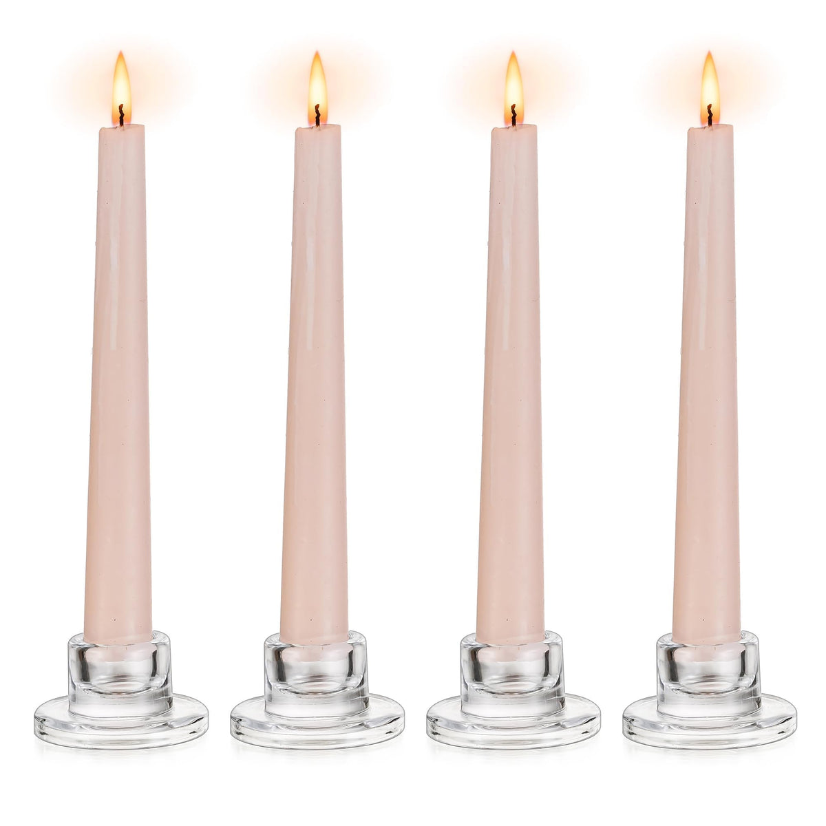 Glasseam Glass Tapered Candlestick Holders: Small Taper Candle Holders Set of 4 Clear Candle Sticks Holder for Table Centerpiece Short Modern Candle Holder for Wedding Christmas Home Decoration