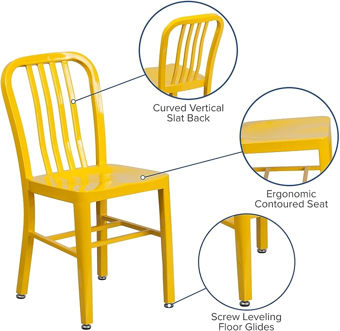 Flash Furniture Commercial Grade Yellow Metal Indoor-Outdoor Chair