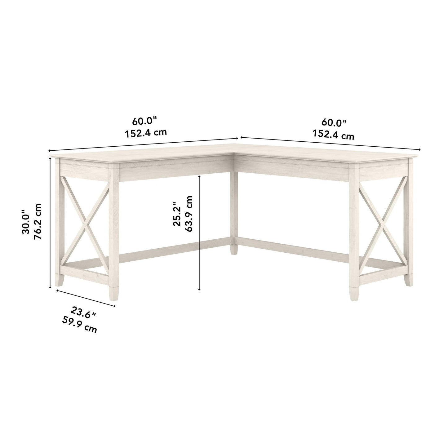 Bush Home Key West 60W Modern Farmhouse L Shaped Desk in Linen White Oak, 60-Inch Corner Computer Table for Home Office Workspace