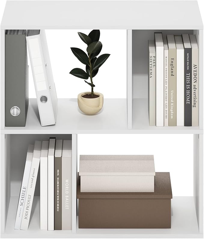 Furinno DALY Book Shelf, 4-Cube Bookshelf, Cube Storage Organizer Bookcase