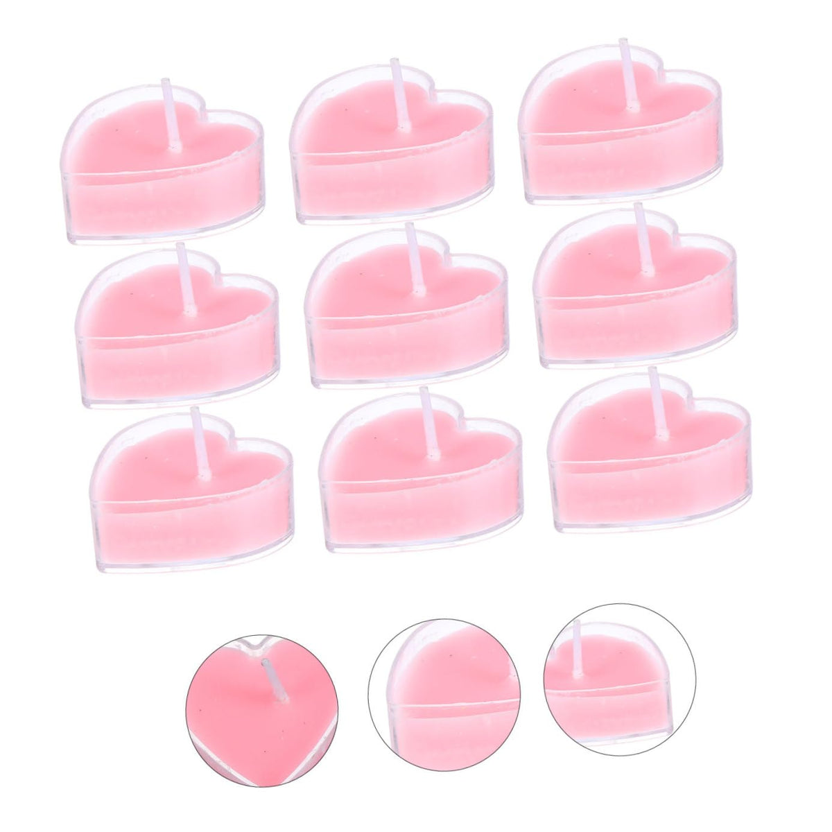 Healifty 9Pcs Heart Shaped Smokeless Tea Wax Candles Pink Rose Scented Aromatherapy Multi Use Romantic Decor for Birthday Wedding Christmas and Festival Ambiance