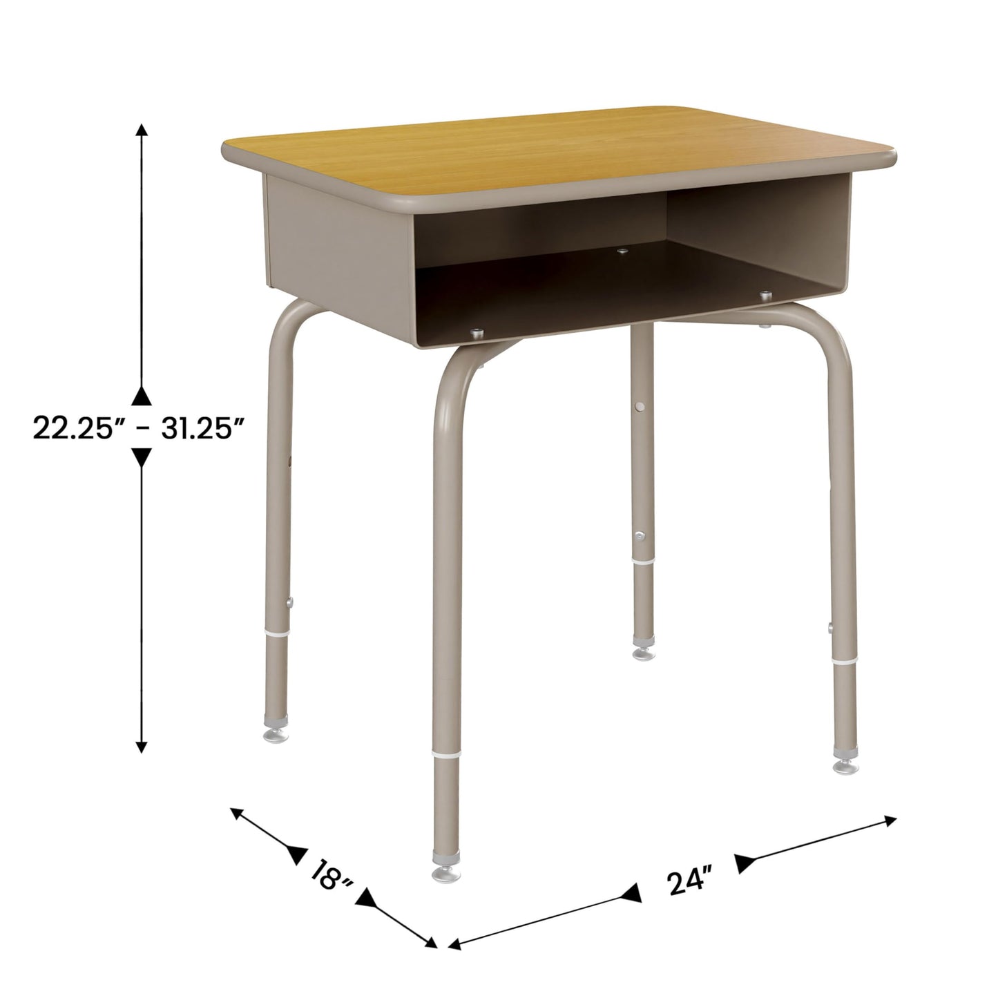 Flash Furniture Hercules Student Desk with Open Front Metal Book Box, Desktop, and Frame and Heavy-Duty Flex Comfort Classroom Stack, Set of 1, Maple Top/Navy Chair